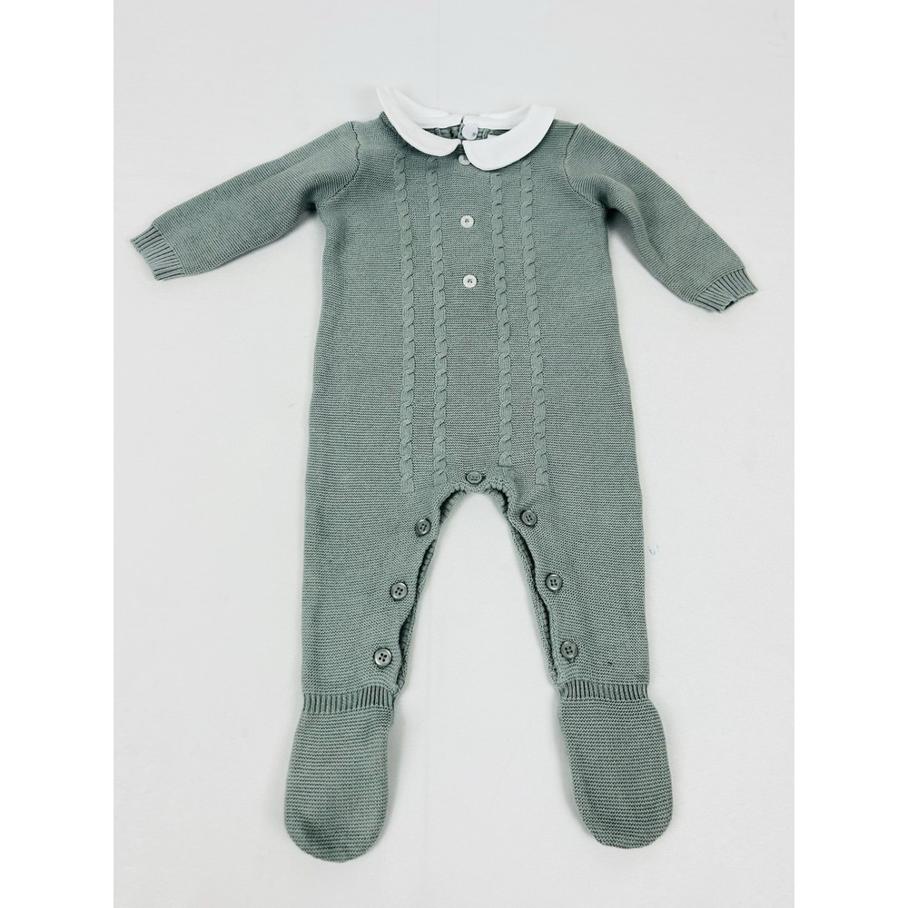 Edgehill Collection Newborn Knit Romper Sage Green - Picture 2 of 8